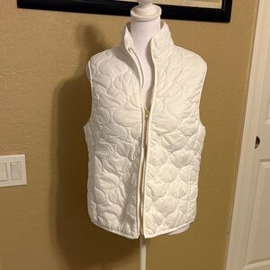Gottex White Quilted‎ Vest with Gold Zipper, Size Medium